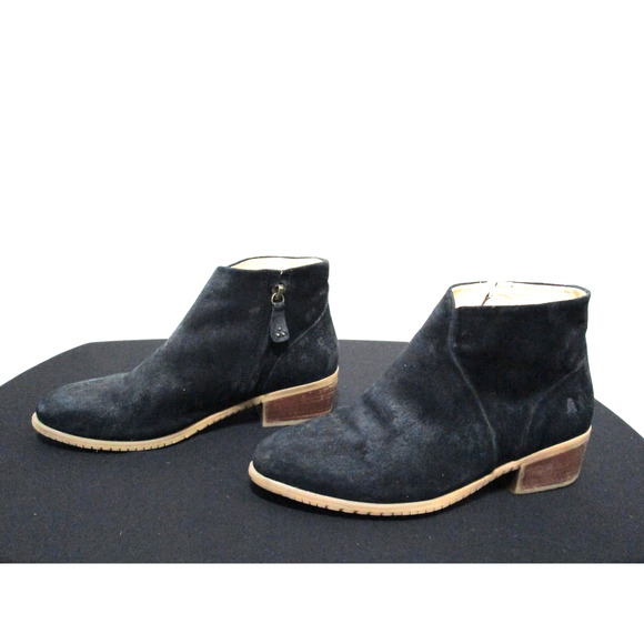 Hush Puppies Medium Moyen Black Suede Side Zip Booties Women 7.5 - Picture 1 of 11